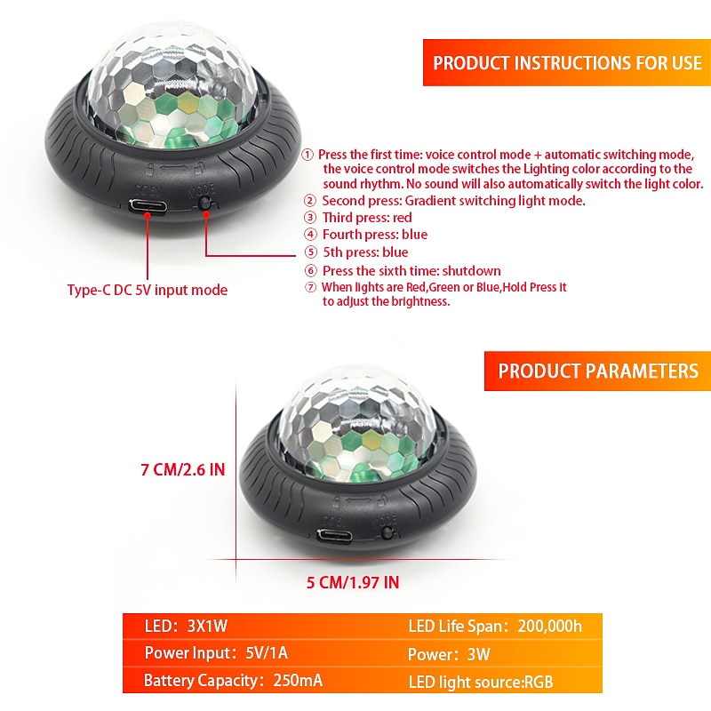 LED Disco Ball Stage Lights Party Lights Indoor UFO 9 Colors DMX Crystal Magic Ball Stage Light Effects DJ Party Christmas Sound Activated Lights2