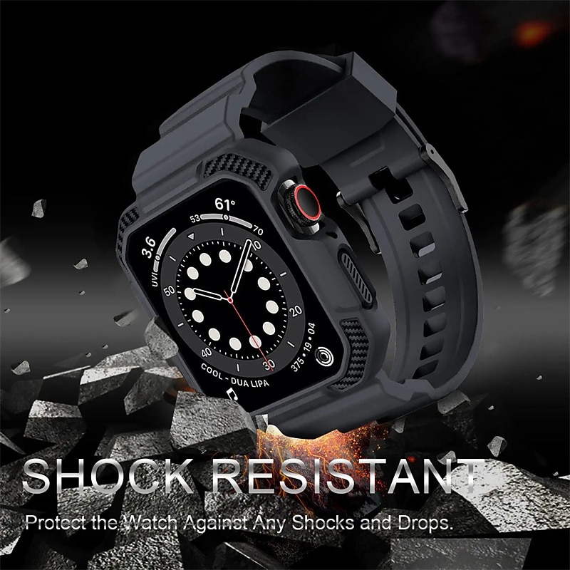 Military Protective Compatible with Apple Watch band 38mm 40mm 41mm 42mm 44mm 45mm 49mm Rugged TPU Strap Replacement Wristband for iwatch Series Ultra 8 7 SE 6 5 4 3 2 13