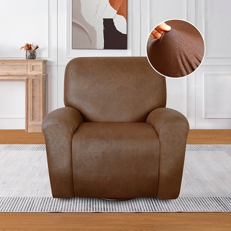Recliner Covers Stretch Leather Sofa Cover, Reclining Chair Covers for 1 Seater  Reclining Sofa, Single Seat Recliner Couch Cover Set Of 4 Pcs, Soft Spandex Machine Washable