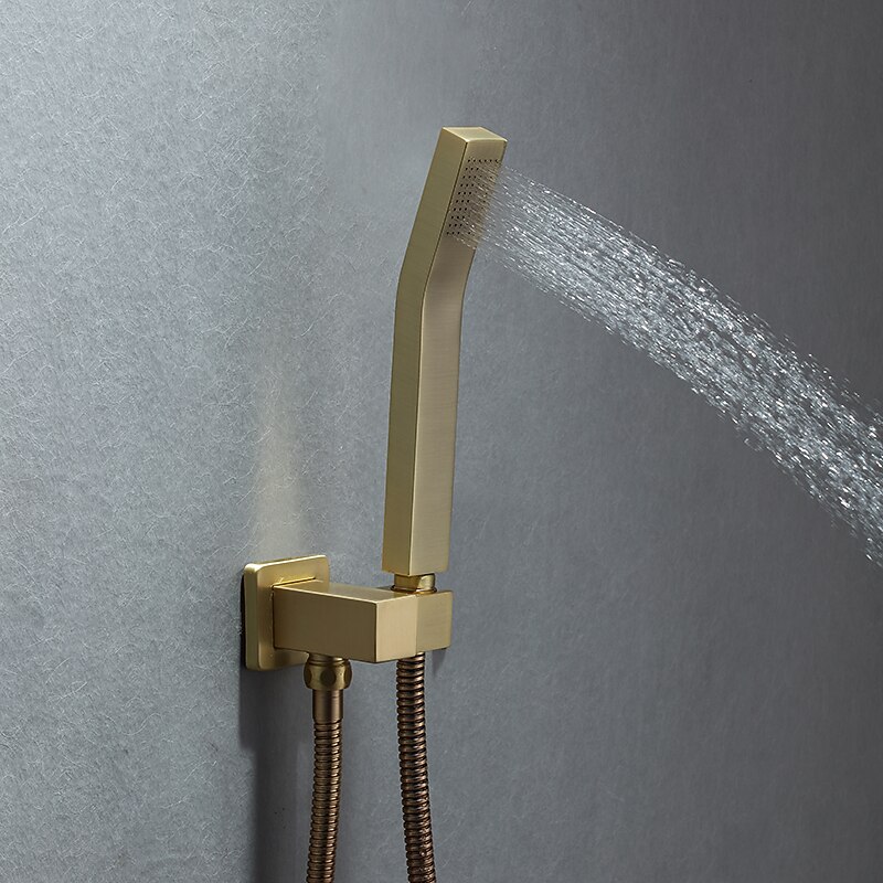 Shower Faucet,Shower Faucet Rainfall Shower Head System Set - Handshower Included Dual-Head Rainfall Shower Antique Vintage Style Electroplated Ceiling Mounted Ceramic Valve Bath Shower Mixer Taps4