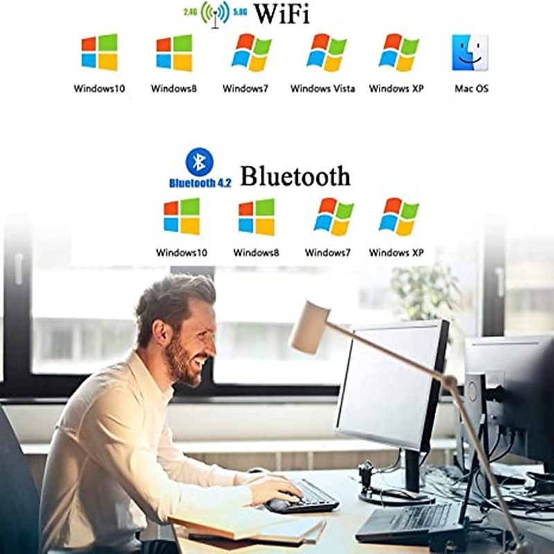 USB WiFi Bluetooth Adapter 600Mbps Dual Band 2.4/5Ghz Wireless Network External Receiver Mini WiFi Adapter for PC/Laptop/Desktop4