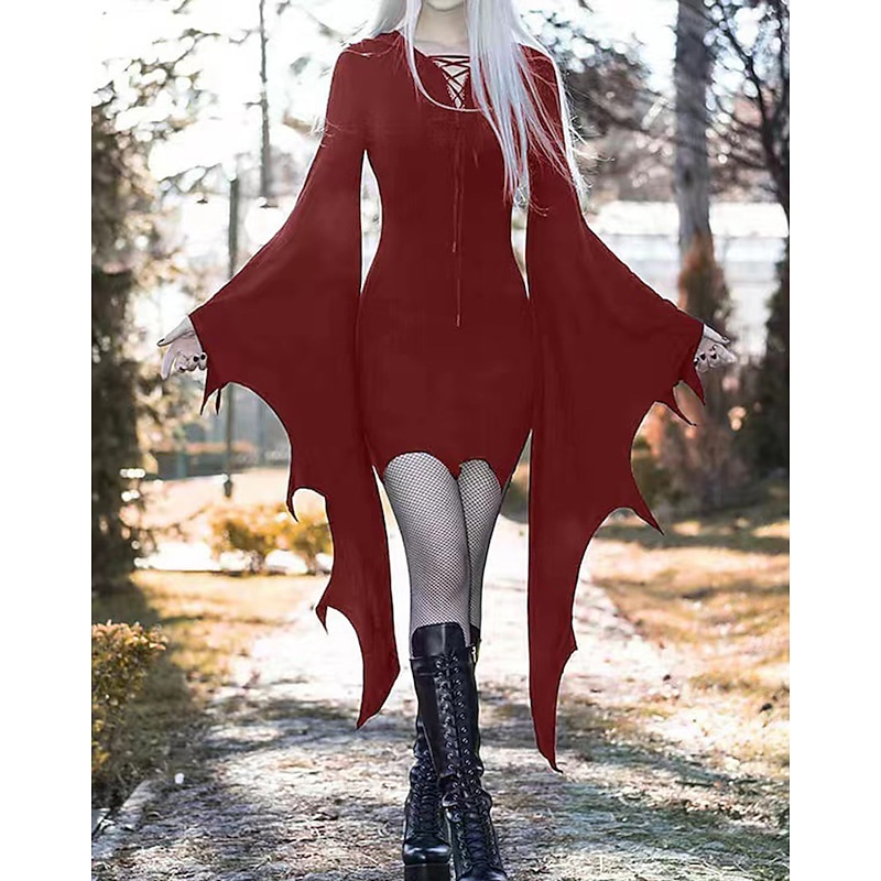 Retro Vintage Punk & Gothic Medieval Dress Masquerade Witch Witches Fancy Dress Women's Fantasy Steampunk Walpurgis Night Halloween Carnival Masquerade Halloween Party / Evening Adults' Dress2