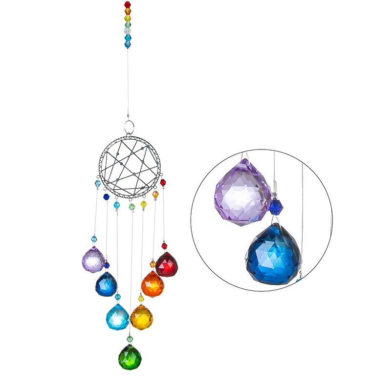 Colorful Life of Tree Sun Catcher Dream Catcher with Colorful Crystal Handmade Gift Wall Hanging Decor Art Wind Chimes Car Hanging Home Pendant4