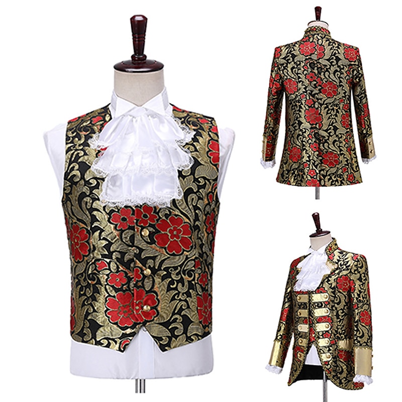 Prince Aristocrat Retro Vintage Medieval Renaissance Pants Outfits Suits & Blazers Suit Trousers Men's Adults' Costume Vintage Cosplay Performance Party Long Sleeve Cravat Halloween / Wash separately2