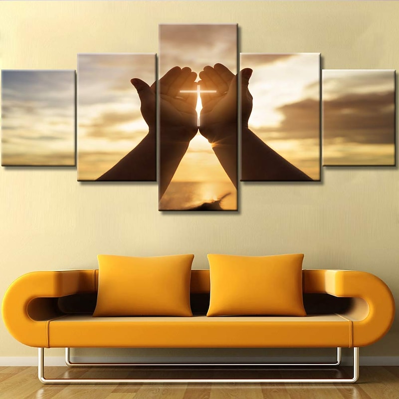 5 Panels Religious Prints Jesus Hands Resurrected Modern Wall Art Wall Hanging Gift Home Decoration Rolled Canvas Unframed Unstretched Painting Core