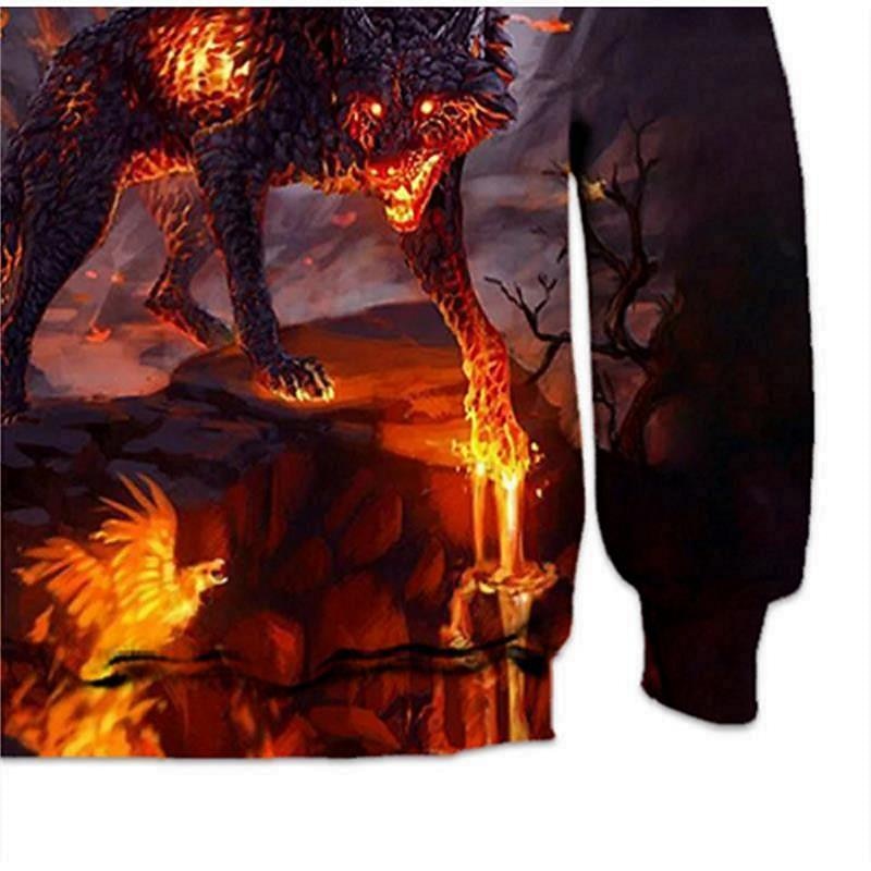 Kids Boys Hoodie Long Sleeve 3D Print Graphic Animal Wolf Pocket Orange Children Tops Spring Summer Fashion Cool Outdoor Daily Regular Fit 4-12 Years3