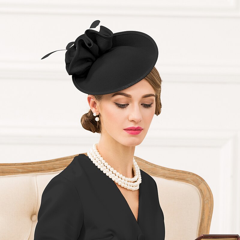 Fascinators Kentucky Derby Hats Headwear Wool Saucer Kentucky Derby Hat Tea Party Horse Race Ladies Day Melbourne Cup Derby Vintage Elegant Fancy With Floral Headpiece Headwear3