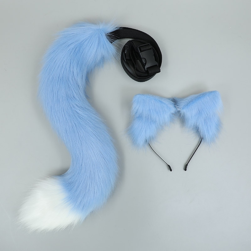 Furry Fox Cat Wolf Headband Tail Flexible Faux Fur Ears Carnival Christmas Party Lolita Cosplay Costumes Fursuit Accessory Set Masquerade Party Gift4