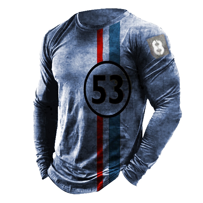 Men's Unisex Striped Graphic Prints T Shirt Distressed T Shirt Long Sleeve T shirt 3D Print Crew Neck Shirt Lightweight Classic Casual Outdoor Daily Holiday Black Blue Brown Spring &  Fall Clothing4
