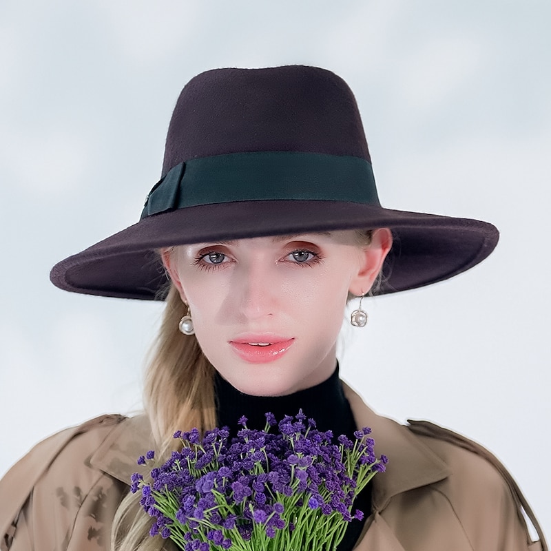 Hats Wool Fedora Hat Sun Hat Casual Holiday Retro Classic British With Pure Color Splicing Headpiece Headwear