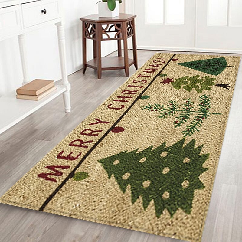 Christmas Decorations Runner Rug Gnomes Santa Claus Xmas Flannel Fabric Bathroom Entrance Door Home Decoration Floor Mat Kitchen Mat2