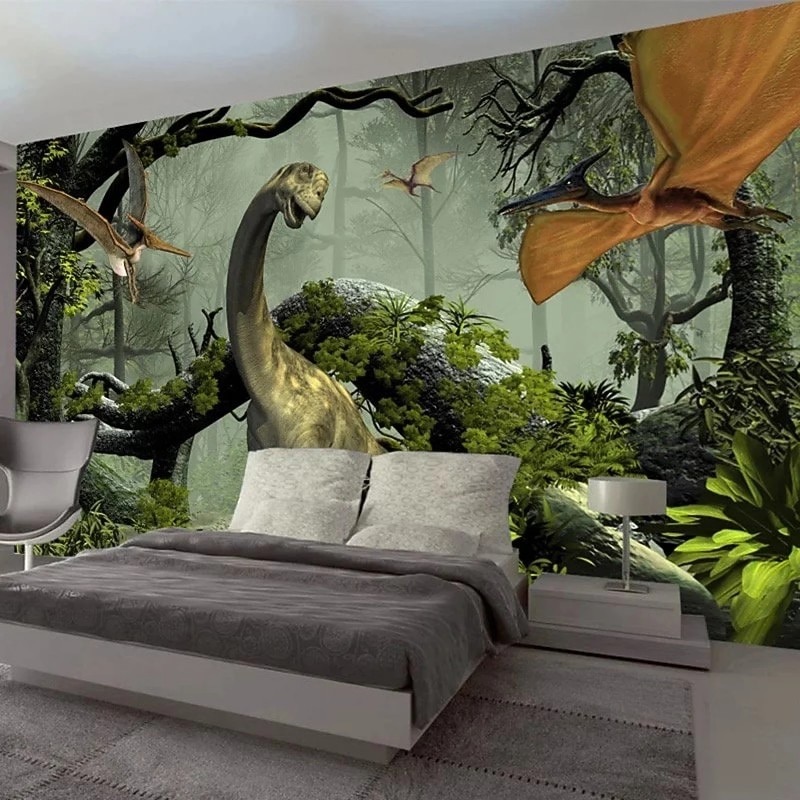 3D Animal Mural Wallpaper Dinosaur Wall Sticker Covering Print Peel and Stick Removable PVC / Vinyl Material Self Adhesive / Adhesive Required Wall Decor Wall Mural for Living Room Bedroom
