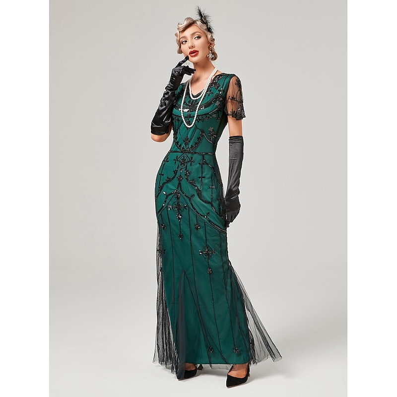 Roaring 20s 1920s Cocktail Dress Flapper Dress Dress Masquerade Normal The Great Gatsby Charleston Wedding Guest Sequins Fancy Dress Women's Carnival Masquerade Carnival Wedding Wedding Guest Adults'2