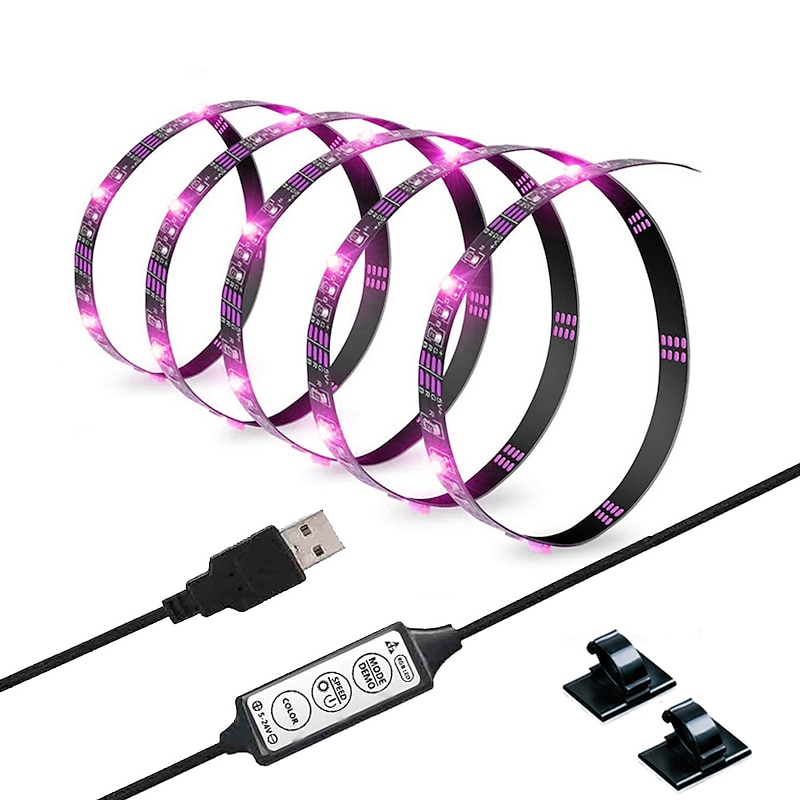 USB Led Strip Lights RGB Color Light Bar 14-95 inch TV Backlight Tit Including 24 Key IR 17 Key RF Controller PC Display Bedroom Game room Home Theater Atmosphere Light DC5V2