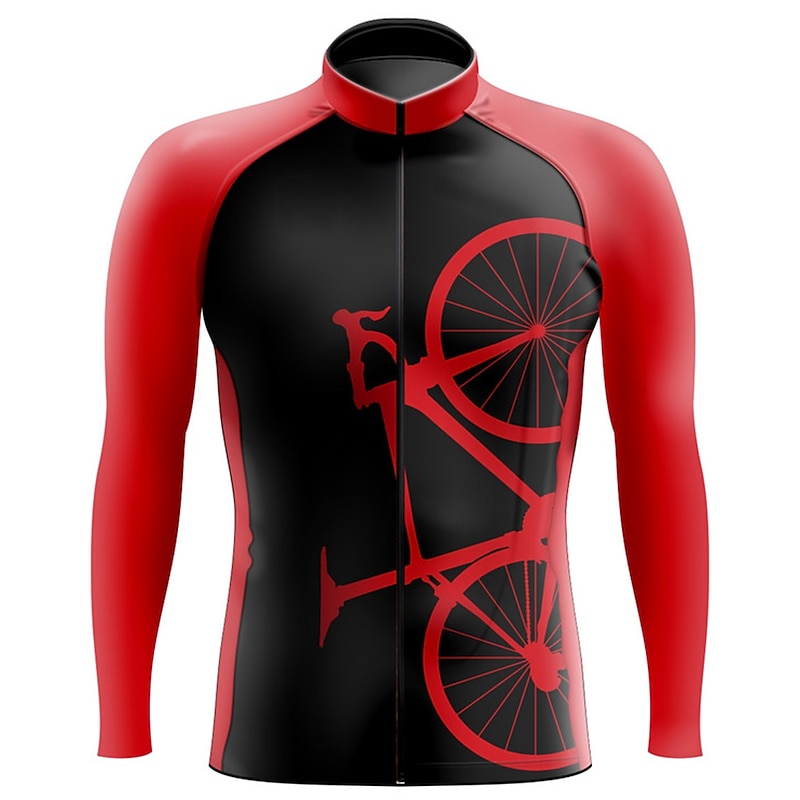 Men's Cycling Jersey Graphic Funny Long Sleeve Bike Jersey Top with 3 Rear Pockets Mountain Bike MTB Road Bike Cycling Quick Dry Reflective Strips Back Pocket Moisture Wicking Sports Black Pink Red2