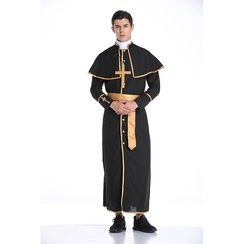 Priest Halloween Cosplay Costume Outfits Fancy Costume Cosplay Cosplay Costume Party Adults' Men's Halloween Carnival Easy Halloween Costumes Dress Up2