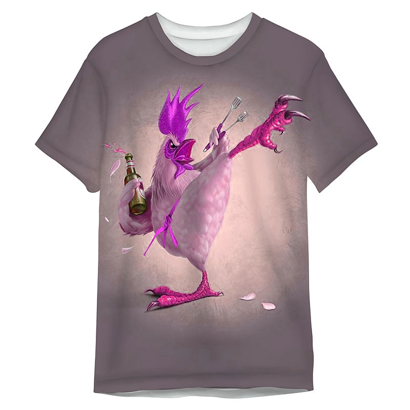 Veterans Day Men's Patriot Patriotic Veteran Animal Beer Chicken T shirt Funny T Shirts Short Sleeve T shirt 3D Print Crew Neck Shirt Designer Cartoon Classic Outdoor Casual Daily White / Green Red4