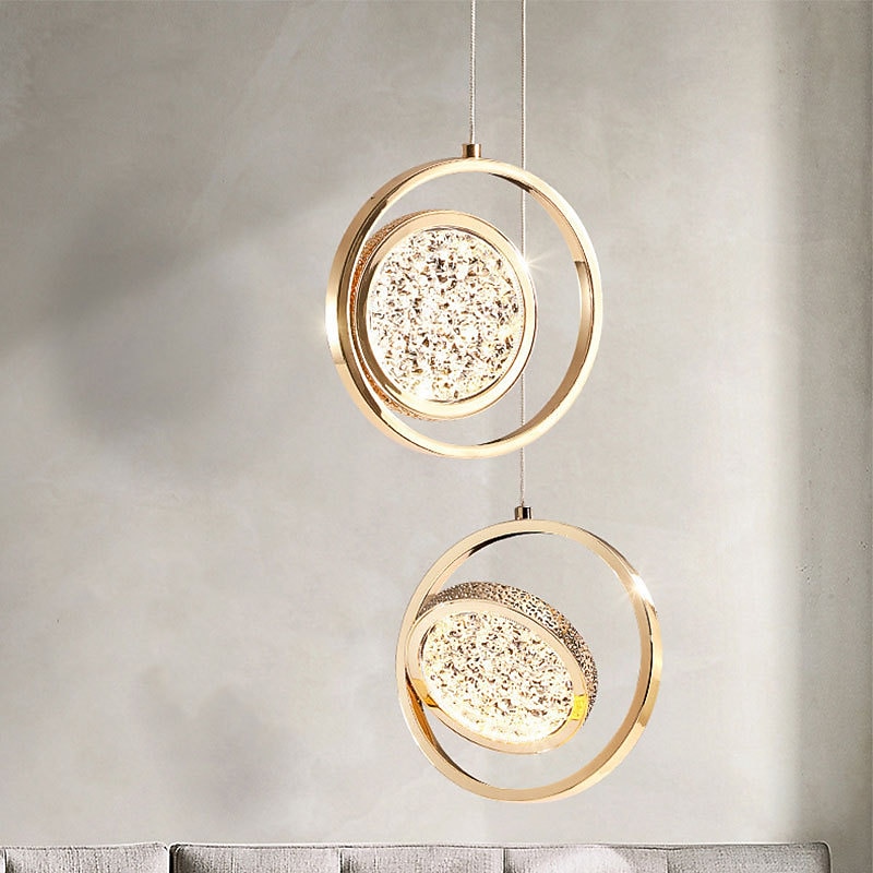 23cm LED Pendant Light Island Light Circle Design Round Design Geometric Shapes Pendant Light Metal Artistic Style Vintage Style Modern Style Artistic Modern 85-265V