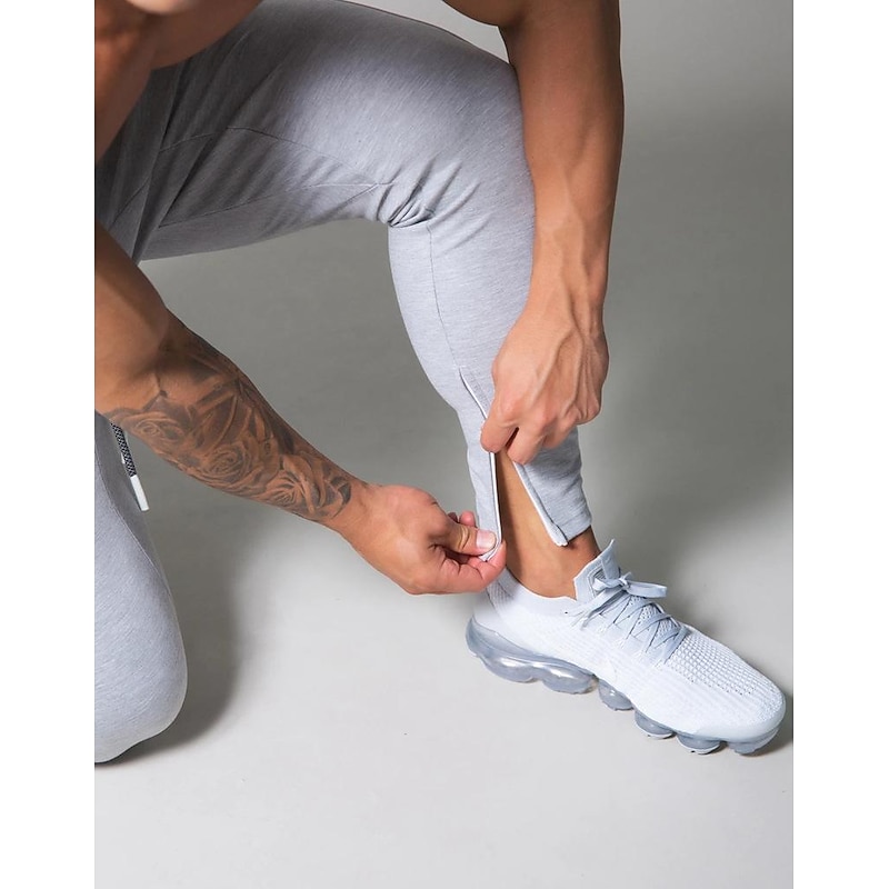 Men's Joggers Sweatpants Zipper Ankle Zippers Base Layer Athletic Athleisure Winter Breathable Soft Sweat wicking Fitness Gym Workout Running Slim Fit Sportswear Activewear Stripes Black Dark Blue4