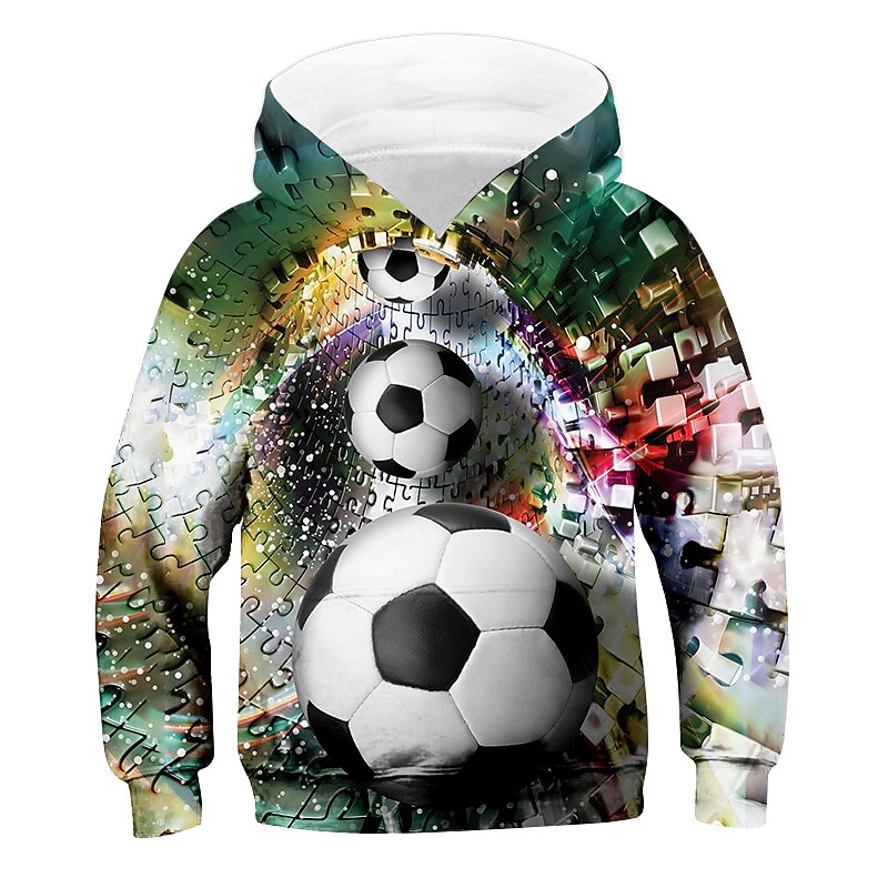 Kids Boys World Cup Hoodie Pullover Football Long Sleeve Pocket Children Top Casual Hoodie Sports Daily Blue Winter 3-12 Years2