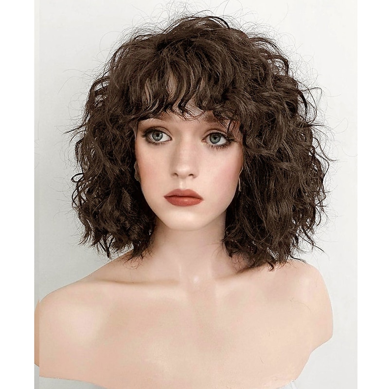 Brunette Spiral Curly Synthetic Wig Halloween Wigs3