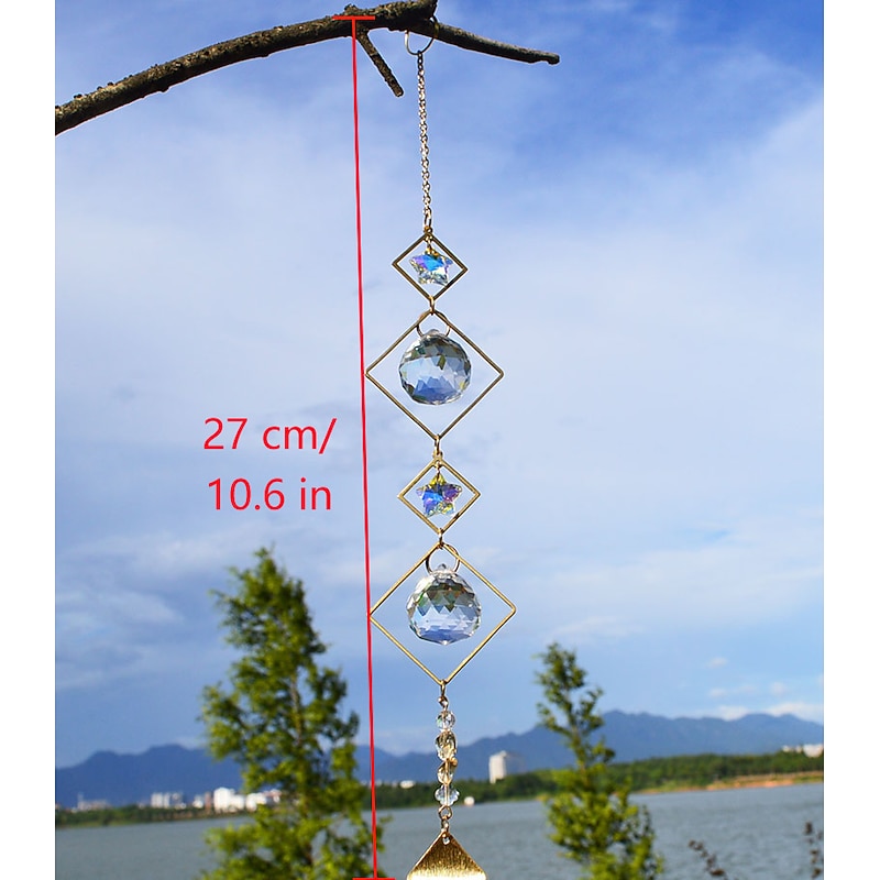 Dream Catcher Handmade Gift Natural Amethyst Star Moon Accessories Shiny Wind Chimes Ornament Wall Hanging Decor Art K9 Crystal Creative Home Pendant4