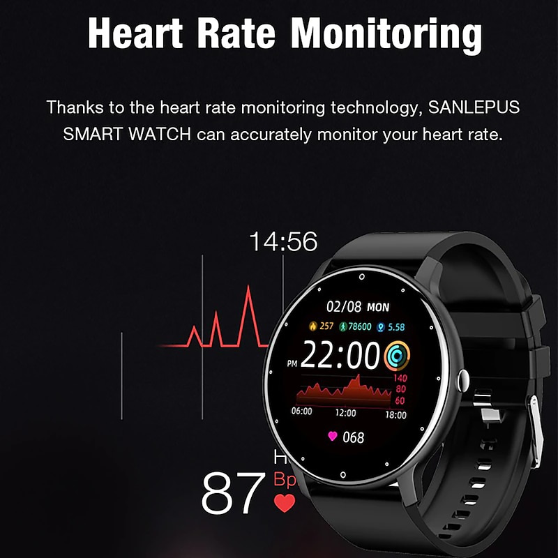 ZL02 Smart Watch 1.28 inch Smartwatch Fitness Running Watch Bluetooth Pedometer Call Reminder Activity Tracker Sedentary Reminder Find My Device Compatible with Android iOS Women Men Heart Rate4
