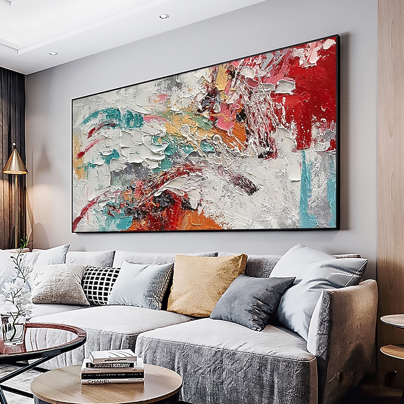 Handmade Oil Painting Canvas Wall Art Decor Original Colorful World Painting Abstract Landscape Painting for Home Decor With Stretched Frame/Without Inner Frame Painting 5