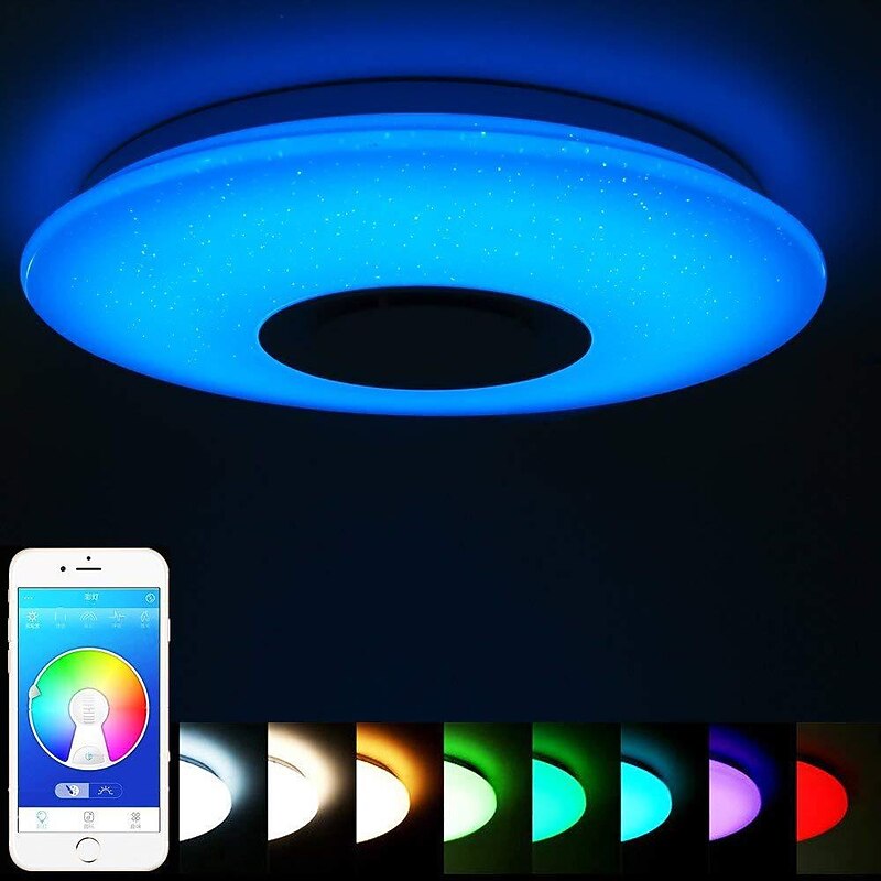 Led Ceiling Lamp with Bluetooth Speaker 15.7in 36W High Quality Speaker RGB Color Change APP  Remotedual Control for Home Party Star Lights AC220V3