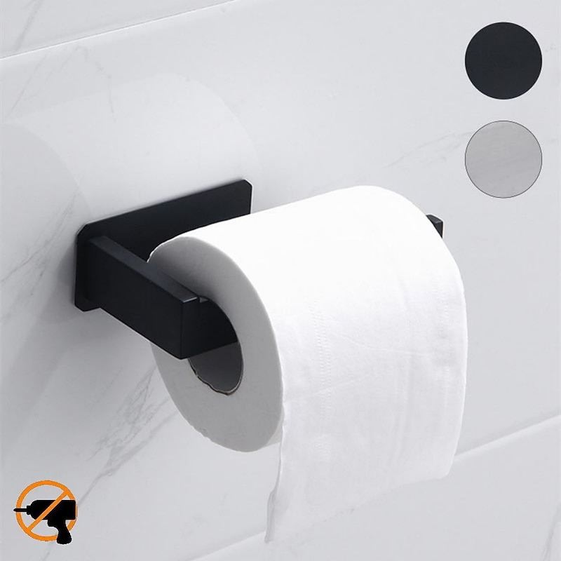 Toilet Paper Holder Self Adhesive 304 Stainless Steel For Bathroom and Kitchen(Black/Brushed Nickel)