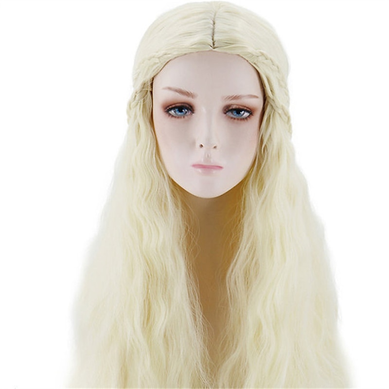 House of the Dragon Daenerys Targaryen  Synthetic Wig Curly Asymmetrical Wig Long Light Blonde Synthetic Hair Women's Cosplay Soft Fashion Blonde Halloween Wigs2