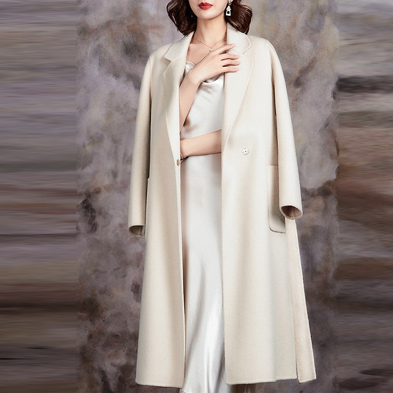 Women's Winter Coat Coat Warm Breathable Pocket With Belt Active Fashion Comfortable Street Style Solid Color Outdoor Vacation Daily Wear Going out Single Breasted Long Turndown Regular Fit Long3