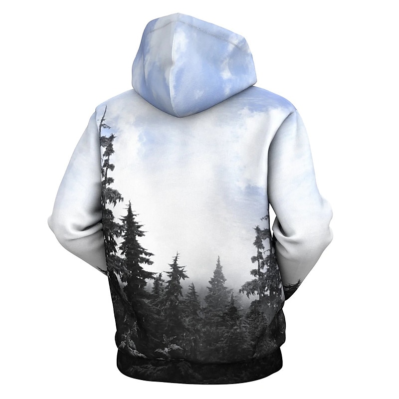 Men's Tree Graphic Prints Hoodie Hoodies Sweatshirt Streetwear Designer Long Sleeve Hooded Daily Sports Light Blue Print Spring &  Fall Designer2