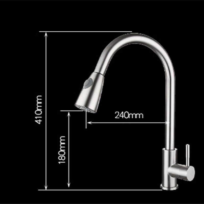 Kitchen Sink Mixer Faucet with Pull Out Spray Deck Mounted, 304 Stainless Steel 360 Rotatable Kitchen Vessel Taps for Vegetable Washing Basin Black Brushed Nickel3