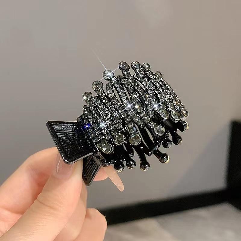 Women's Hair Clip For Daily Classic Crystal Alloy Crown Rhinestone Grabber Pearl Rhinestone Grabber Crown Black Diamond Hair Clip4
