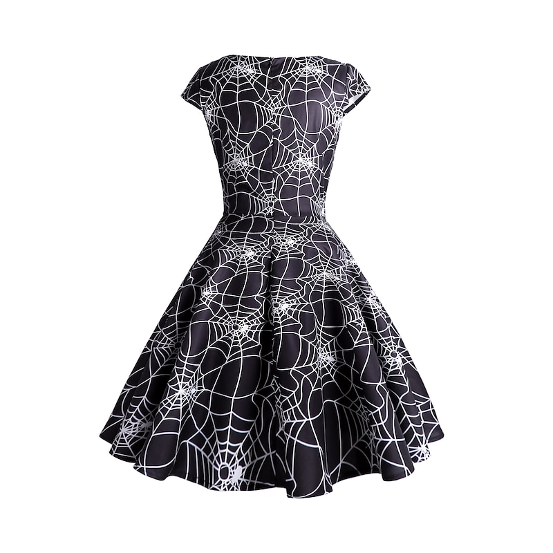 1950s Cocktail Dress Vintage Dress Knee Length Flapper Dress Dress Party Costume Normal T-shirt Sleeve A-Line V Neck Fancy Dress Women's Masquerade Party Halloween Bachelorette Party Adults Dress3