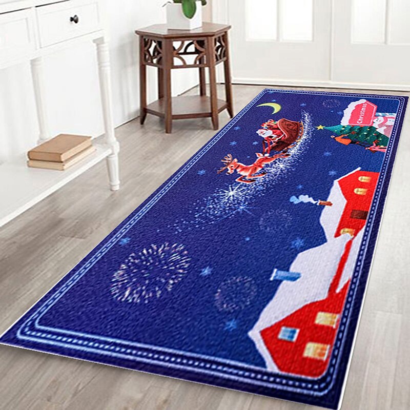 Christmas Decorations Runner Rug Gnomes Santa Claus Xmas Flannel Fabric Bathroom Entrance Door Home Decoration Floor Mat Kitchen Mat3