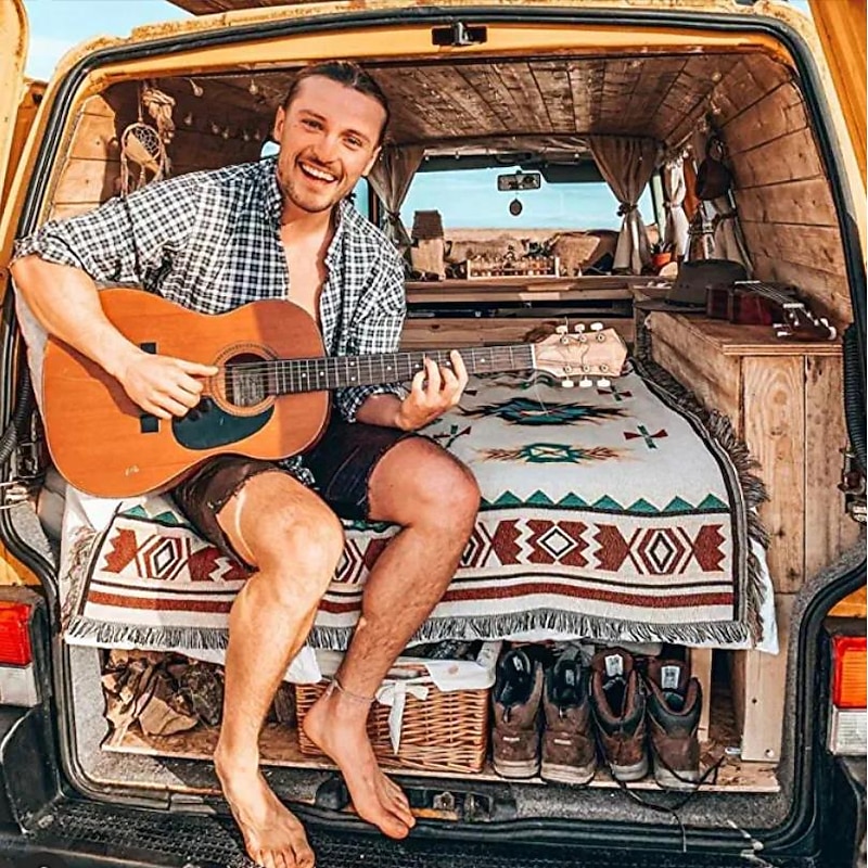 Aztec Throw Blanket American Blanket Boho Decor Reversible Woven Tassels Mexican Blankets and Throws for Couch Bed Chair Wall Livingroom Outdoor Travel4