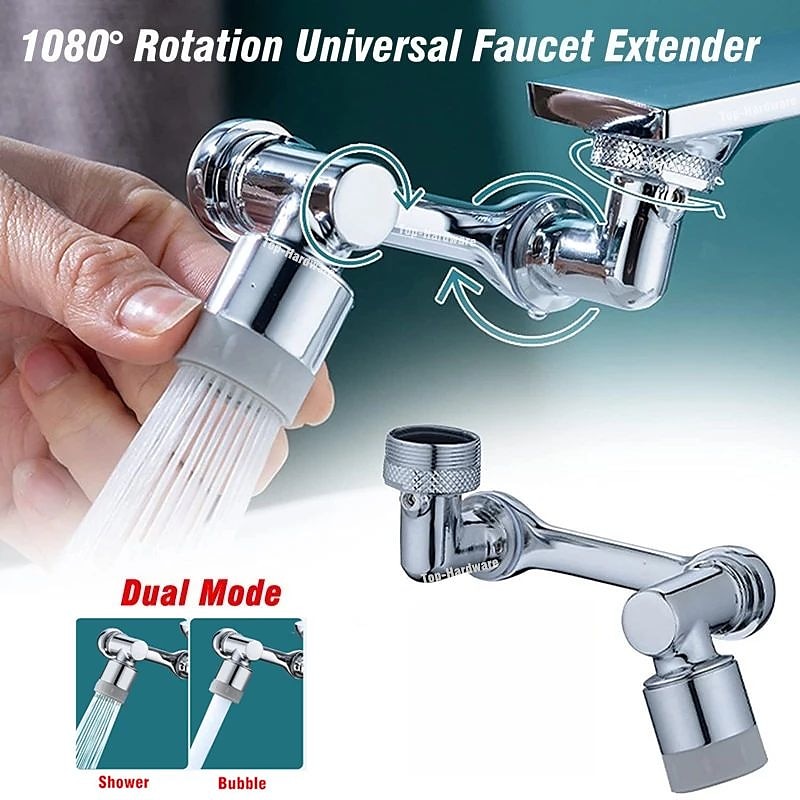 Faucet Extender 1080 Degree Extension, Universal Faucet Aerator Splash Kitchen Tap Filter Nozzle Bubbler Bathroom Kitchen Washroom 2 Spray Modes Faucet Aerator Attachment