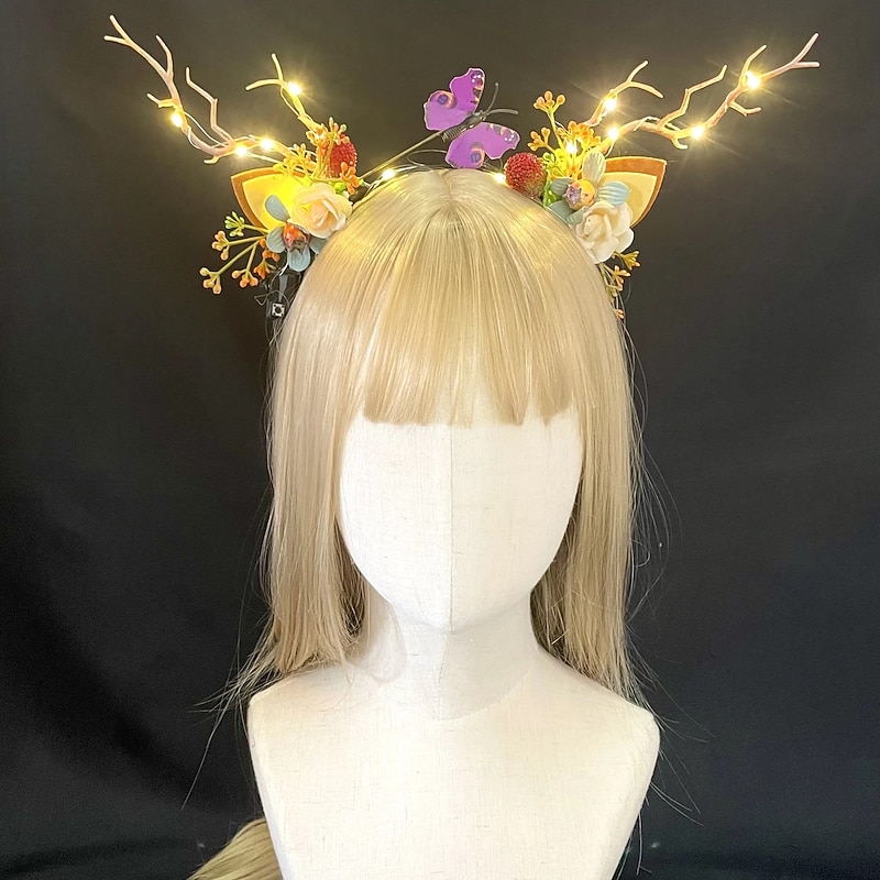 1pcs Festival Antler Headband Net Red Moose Night Market Deer Luminous Headband Festival Jewelry Hairpin Hair Accessories3