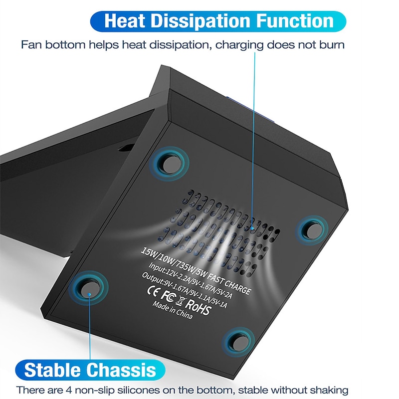 15W Fast Wireless Charger Qi Certified Wireless Charging Stand Compatible with iPhone 13/12/SE 2020/11/XS Max/XR/X Samsung Galaxy S22 S21 S20 S10 Note 20 and Qi Supported Phones4