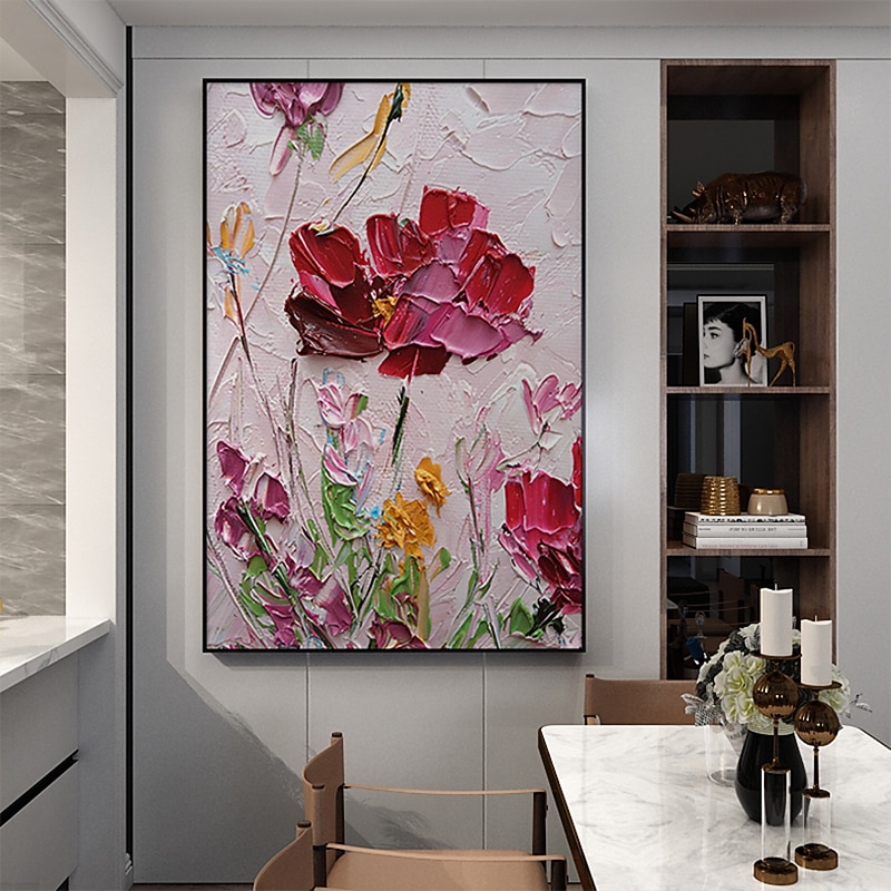 Handmade Oil Painting Canvas Wall Art Decoration Modern Flowers for Home Decor Rolled Frameless Unstretched Painting