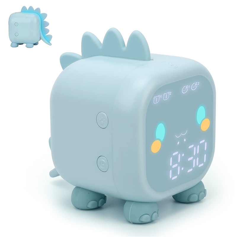 Kids Alarm Clock Digital Alarm Clock Bedroom Cute Dinosaur Alarm Clock 's Sleep Trainer Wake Up Light & Night Light with USB Alarm Clock for Boys Girls Birthday Gifts3