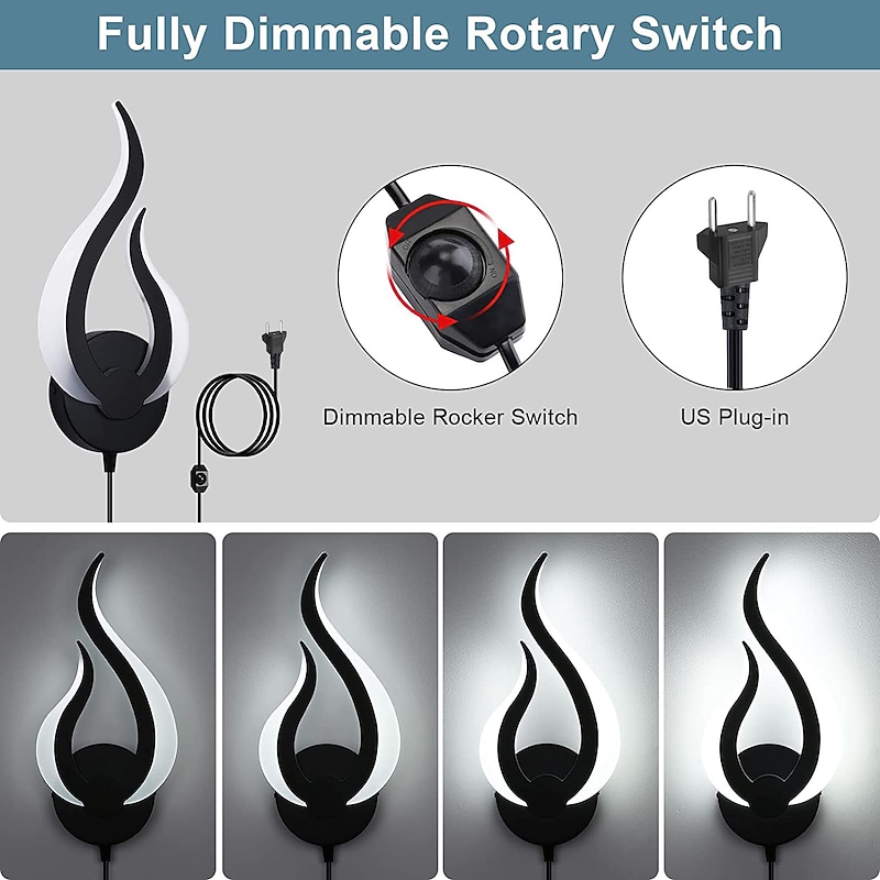 Plug in Wall Lamp 1pc 2pcs Dimmable LED Wall Lamp 10W Modern Indoor Wall Lamp Acrylic Aall Lamp with 6ft (about 1.8m) Plug Cable Suitable for Living Room Bedroom and Stair AC110V AC220V2