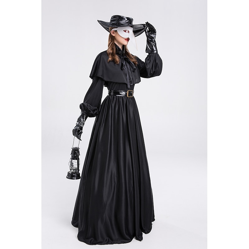 Punk & Gothic Steampunk 17th Century Dress Fancy Costume Plague Doctor Plus Size Rivet Solid Colored Sheath / Column Standing Collar Fancy Dress Women's Halloween Carnival Party Masquerade LARP4