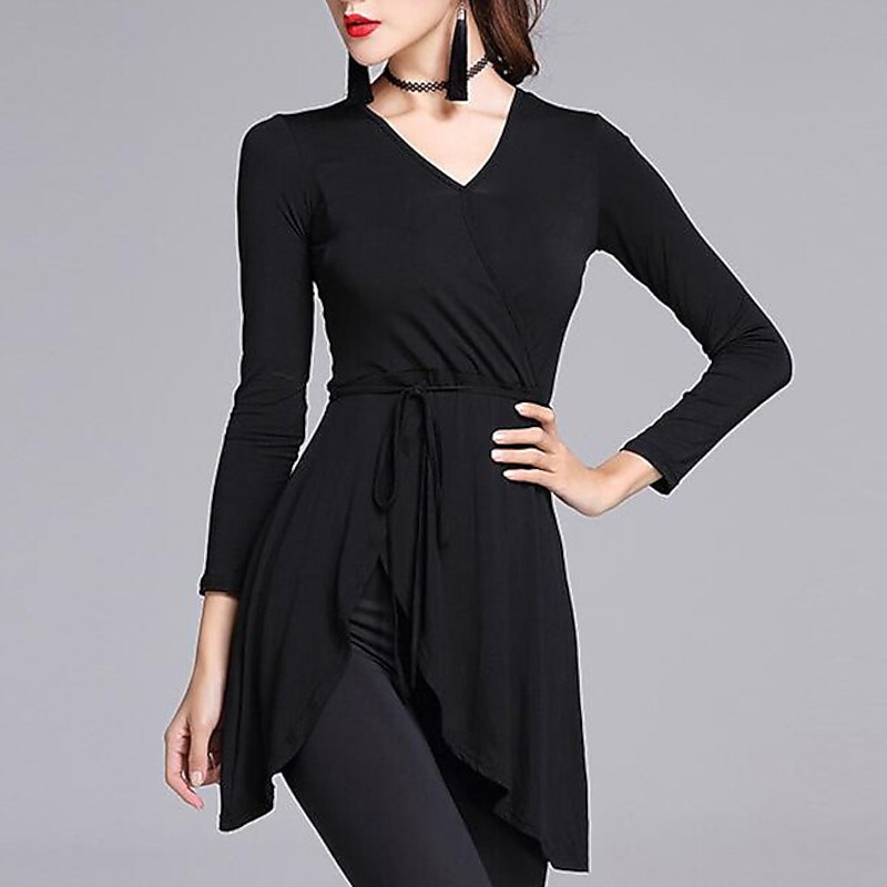 Latin Dance Top Bandage Women's Training Performance Long Sleeve Natural Polyester