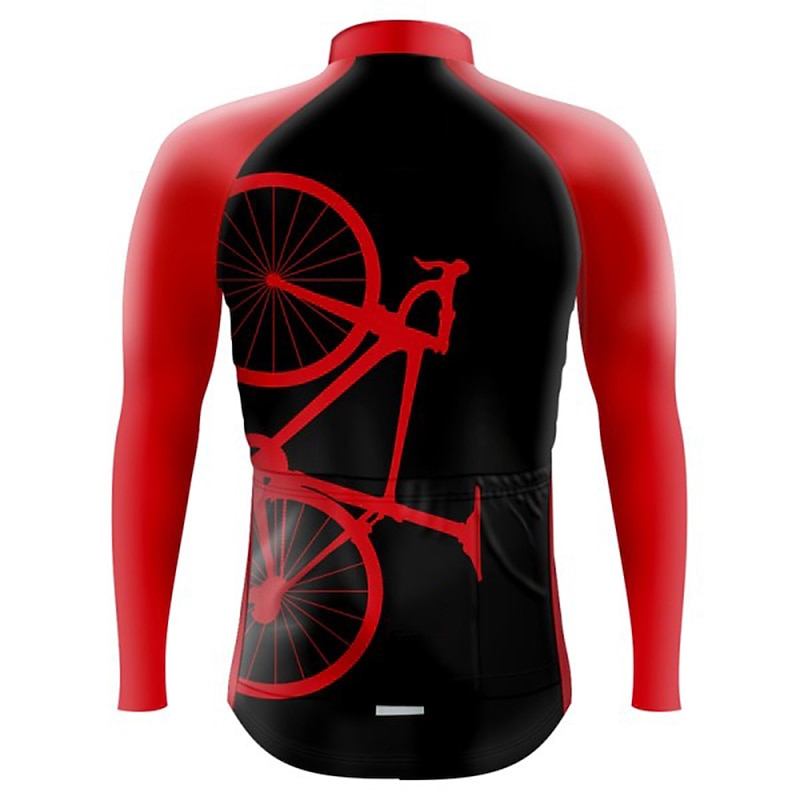 Men's Cycling Jersey Graphic Funny Long Sleeve Bike Jersey Top with 3 Rear Pockets Mountain Bike MTB Road Bike Cycling Quick Dry Reflective Strips Back Pocket Moisture Wicking Sports Black Pink Red3