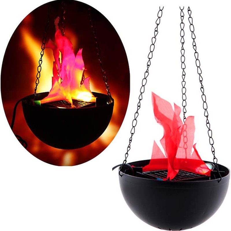 Halloween Lights LED Fake Fire Flame Light 3D Flickering Fire Flame Electronic Flame Night Light Prop Simulated Flame Lamp Prop for Halloween Christmas Indoor Party Decoration US Plug2