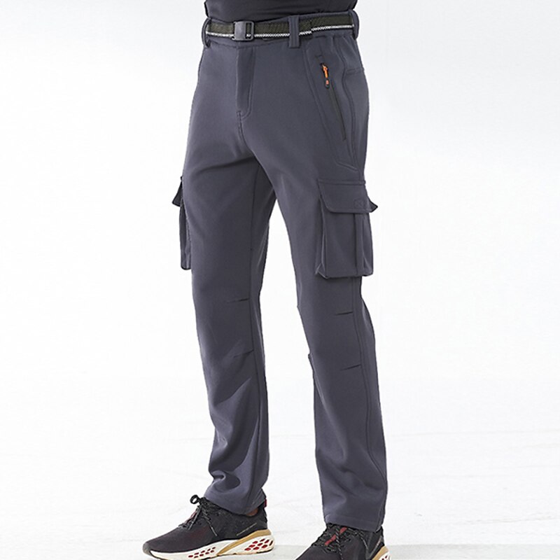 Men's Hiking Pants Trousers Fleece Lined Pants Softshell Pants Winter Outdoor Thermal Warm Ripstop Windproof Multi Pockets Bottoms Black Army Green Spandex Camping / Hiking Fishing Climbing S M L XL3