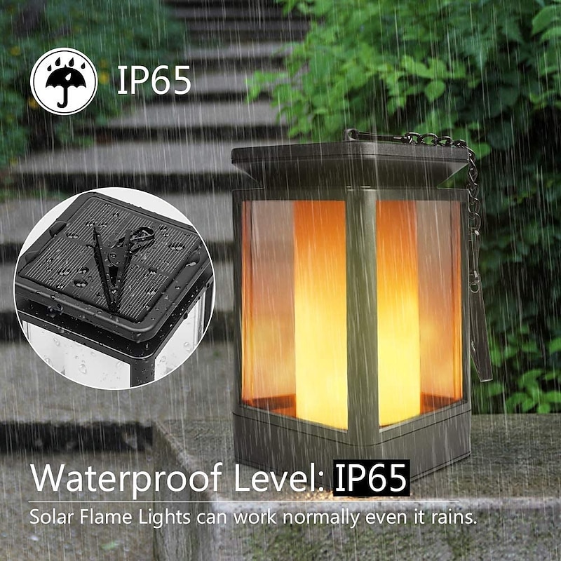 Solar Flame Lantern Outdoor Pathway Lights Garden Lights LED Waterproof Hanging Light 99LEDs Retro Garden Light 3 Modes Lighting Landscape Light for Courtyard Balcony Pathway Christmas/Halloween Decor3